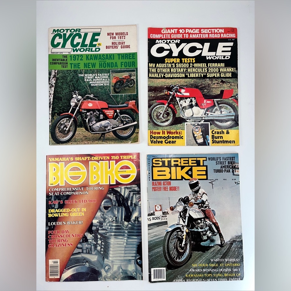 BIG BIKE MAGAZINE OCT 1976 KAWASAKI KZ900 YAMAHA XS750D VINTAGE,  MAGAZINE LOT